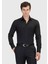 Siyah Düz Slim Fit Dokuma Klasik %100 Pamuk Gömlek 1