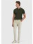 Bej Düz Dokuma Slim Fit Casual Keten Karışımlı Pantolon 1