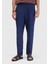 Indigo Çizgili Dokuma Carrot Fit Casual %100 Keten Pantolon 2