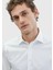 Beyaz Düz Slim Fit Dokuma Klasik %100 Pamuk Gömlek 3