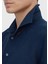 Lacivert Düz Casual Fit Dokuma Casual %100 Keten Gömlek 4