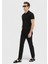 Siyah Düz Dokuma Regular Fit Casual Pamuk Karışımlı Pantolon 2