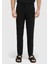 Siyah Düz Dokuma Regular Fit Casual Pamuk Karışımlı Pantolon 3