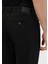 Siyah Düz Dokuma Regular Fit Casual Pamuk Karışımlı Pantolon 5