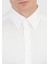 Beyaz Düz Regular Fit Dokuma Klasik Pamuk Karışımlı Gömlek 4