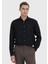 Siyah Düz Casual Fit Dokuma Casual %100 Keten Gömlek 1