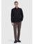 Siyah Düz Casual Fit Dokuma Casual %100 Keten Gömlek 2