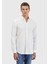 Beyaz Düz Casual Fit Dokuma Casual Pamuk Karışımlı Gömlek 3