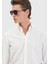 Beyaz Düz Casual Fit Dokuma Casual Pamuk Karışımlı Gömlek 4
