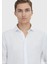 Beyaz Düz Casual Fit Dokuma Casual %100 Keten Gömlek 4
