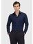Lacivert Düz Slim Fit Dokuma Klasik %100 Pamuk Gömlek 1