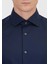 Lacivert Düz Slim Fit Dokuma Klasik %100 Pamuk Gömlek 3