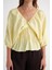4703 Kadın V Yaka Lastikli Modal Bluz Sarı 5