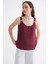 4666 Kadın Toka Detaylı Modal Bluz Bordo 5