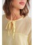 4735 Kadın Uzun Kollu Fırfırlı Bağlamalı Bluz Sarı 5