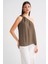4665 Kadın Tek Omuz Askılı Bluz Haki 1