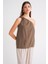 4665 Kadın Tek Omuz Askılı Bluz Moka 3