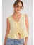 4724 Kadın Çicek Desenli Bağlamalı Müslin Bluz Sarı 1