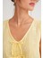 4724 Kadın Çicek Desenli Bağlamalı Müslin Bluz Sarı 5