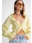 4712 Kadın Volanlı Modal Bolero Bluz Sarı 3