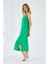 4252 Kadın Ip Askılı V Yaka Elbise Yeşil 2