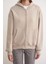 2023 Unisex 3iplik Basic Polarlı Fermuarlı Sweatshirt Hoodie Bej 5