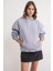 2022 Unisex 3iplik Basic Polarlı Kapüşonlu Sweatshirt Hoodie Gri 1