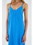 4252 Kadın Ip Askılı V Yaka Elbise Saks Mavi 4