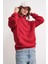 2022 Unisex 3iplik Basic Polarlı Kapüşonlu Sweatshirt Hoodie Kırmızı 1