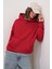 2022 Unisex 3iplik Basic Polarlı Kapüşonlu Sweatshirt Hoodie Kırmızı 4