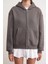 2023 Unisex 3iplik Basic Polarlı Fermuarlı Sweatshirt Hoodie Antrasit 5
