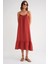 4740 Kadın Askılı Müslin Midi Elbise Kiremit 2