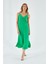 4252 Kadın Ip Askılı V Yaka Elbise Yeşil 3
