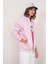 2023 Unisex 3iplik Basic Polarlı Fermuarlı Sweatshirt Hoodie Pembe 4