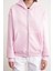 2023 Unisex 3iplik Basic Polarlı Fermuarlı Sweatshirt Hoodie Pembe 5