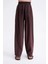 4682 Kadın Beli Lastikli Jogger Bol Keten Pantolon Kahve 4
