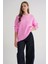 6949 Kadın Bisiklet Yaka Ince Örgülü Triko Kazak Pembe 3