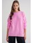 6949 Kadın Bisiklet Yaka Ince Örgülü Triko Kazak Pembe 4