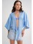 4723 Kadın Önü Bağlamalı Bolero Bluz Bebe Mavi 3