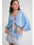 4723 Kadın Önü Bağlamalı Bolero Bluz Bebe Mavi 4