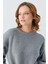 6917 Kadın Buklet Basic Triko Kazak Gri 5
