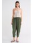 4307 Kadın Beli Lastikli Parçalı Şalvar Pantolon Haki 1