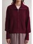 6919 Kadın Fermuarlı Balıkçı Yaka Triko Hırka Bordo 5