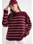 6944 Kadın Salaş Yumuşak Dokulu Çizgili Triko Kazak Bordo 1