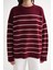 6944 Kadın Salaş Yumuşak Dokulu Çizgili Triko Kazak Bordo 5