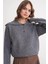 6900 Kadın Düğmeli Devrik Yaka Triko Kazak Antrasit 3