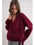 6959 Kadın Fiyonklu Triko Hırka Bordo 3