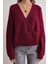 6959 Kadın Fiyonklu Triko Hırka Bordo 5
