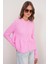 6958 Kadın Triko Peplum Hırka Pembe 1