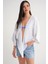 4723 Kadın Önü Bağlamalı Bolero Bluz Ekru 4
